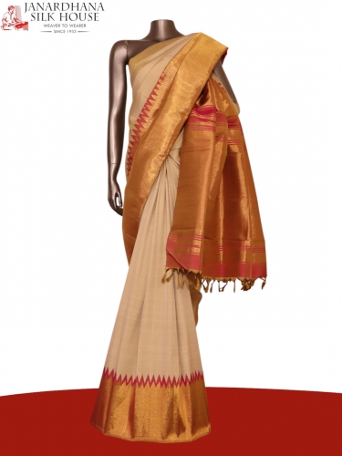 Pure Handloom Raising Temple Kanjeevaram Silk Saree